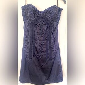 Gently worn Bebe navy silk dress with gorgeous detailing